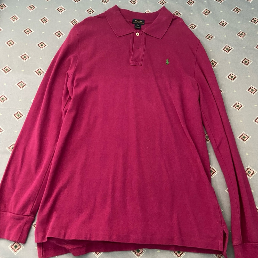 Kids long sleeve purple polo shirt